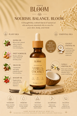Coconut Vanilla Body Oil | Shimmer Glow Skin Oil | Natural Moisturizer | Inner Bloom