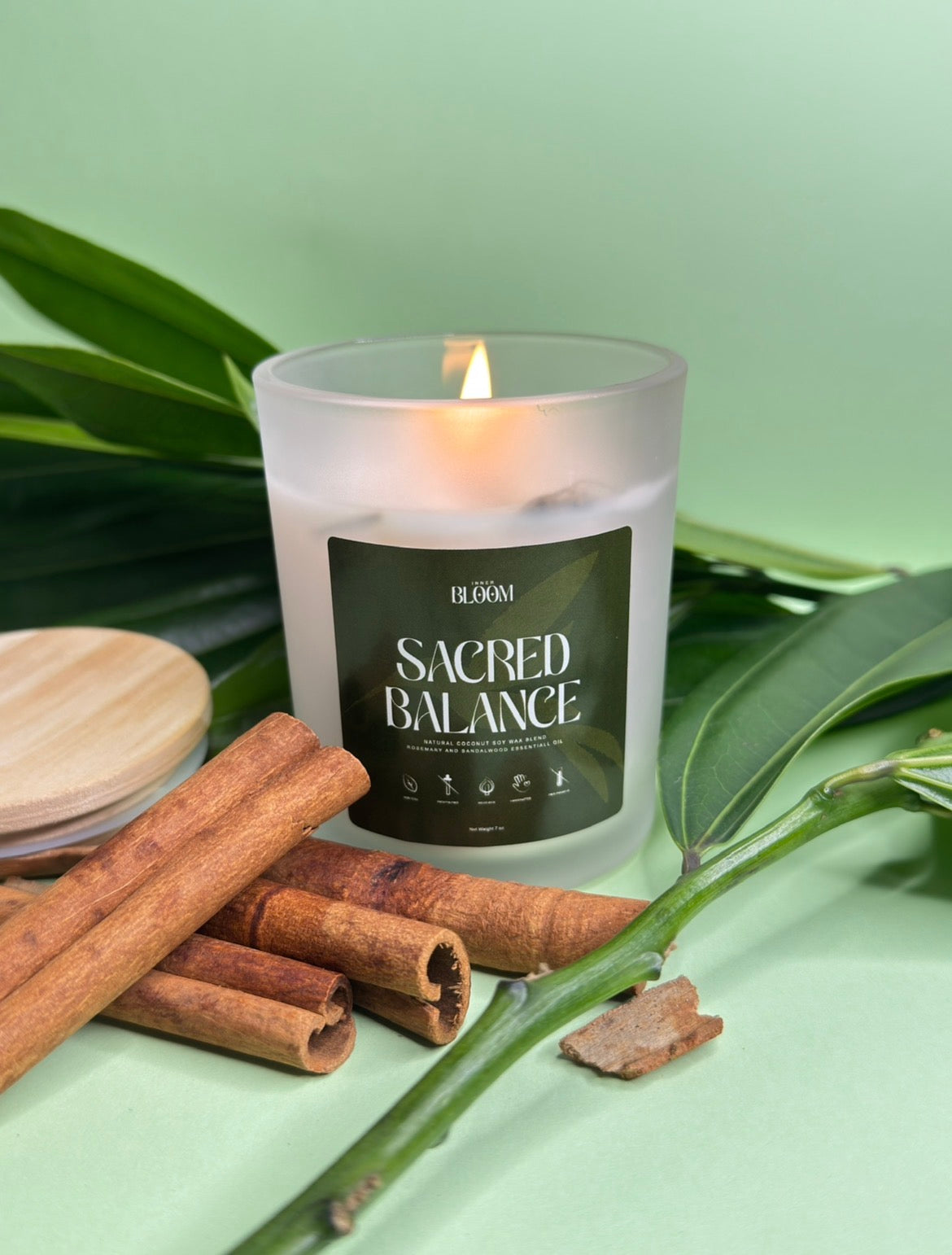 Sacred Balance Rosemary & Sandalwood Candle | Coconut Soy Wax | Wood Wick