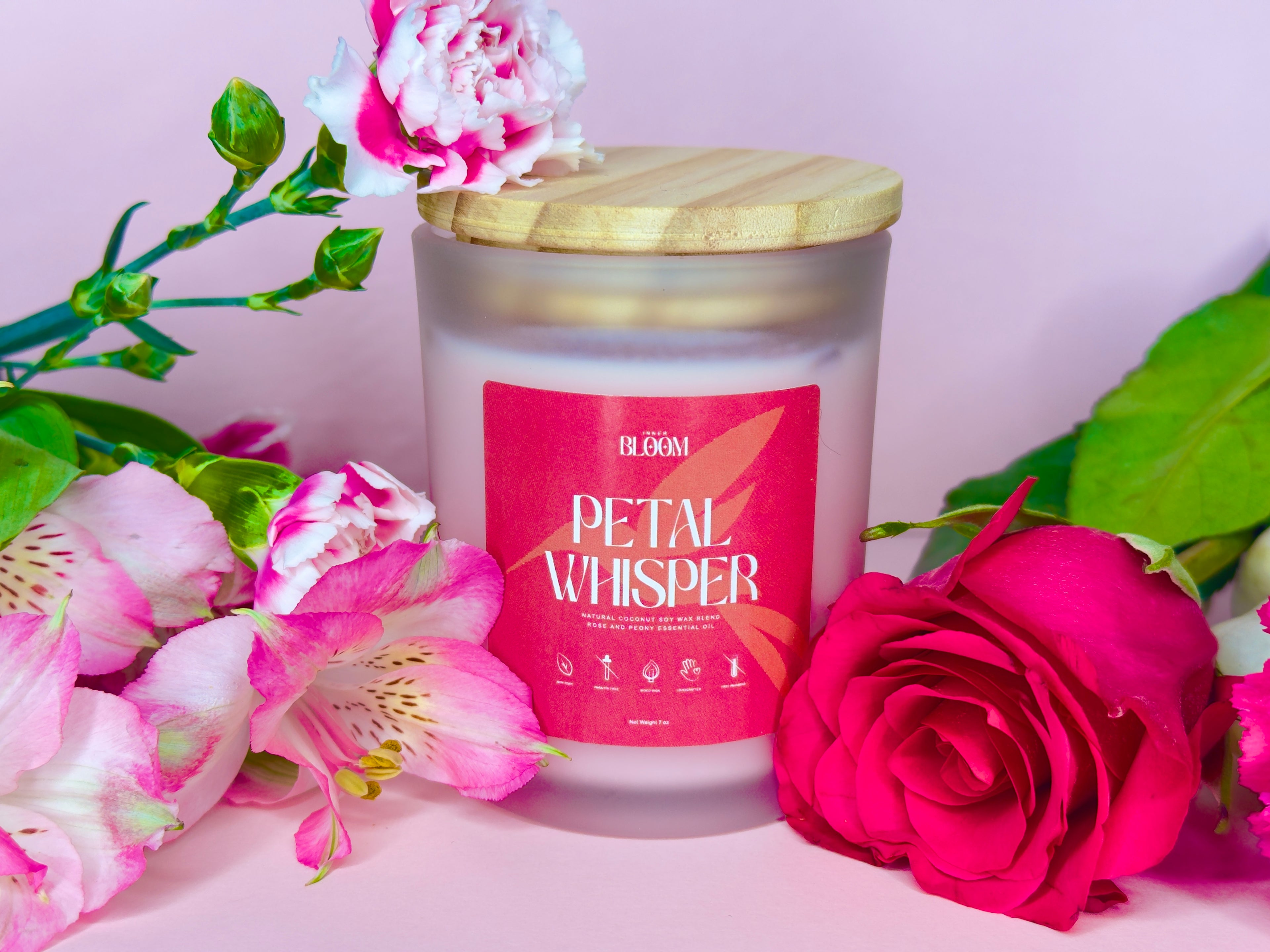 Rose & Peony Candle | Floral Aromatherapy | Coconut Soy Wax | Petal Whisper